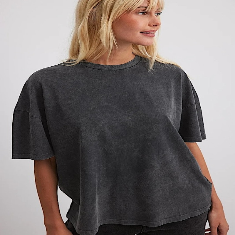 Made In Portugal Organic Cotton Oversize T Shirt Acid Wash Black